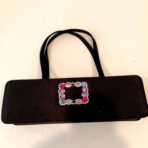 Black Satin clutch Purse with bling